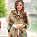 High Quality Fashion Faux Mink Fur Scarf Winter Warm Mink Fur Collar Women Fur Shawls - Natural Grey
