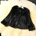 High Quality Natural Rabbit Fur Coat Women Fashion Short Warm Fur Outerwear - Black