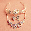 Luxury Handmade Vine Flower Crystal Beads Pearl Bridal Wedding Necklace Tiaras Errings Jewelry Sets