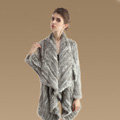 Luxury Natural Rabbit Fur Jacket Fashion Women Knitted Irregular Rabbit Fur Coats - Natural Grey