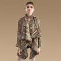 Luxury Natural Rabbit Fur Jacket Fashion Women Knitted Irregular Rabbit Fur Coats - Natural Yellow