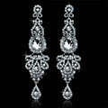 New Arrival Luxurious Romantic Chandelier Austrian Crystal Bridal Earrings White K Plated Long Earrings for Women