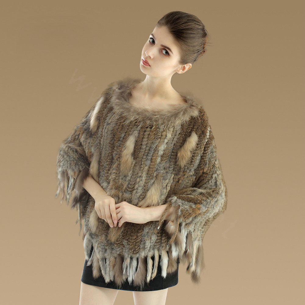 Buy Wholesale Luxury Fashion Women Genuine Knitted Rabbit Fur Shawl ...
