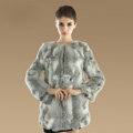 New Knitting Nature Rabbit Fur Outwear Winter Warm Fur Jacket Fashion Women Fur Coats - Grey