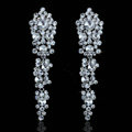 New Luxurious Glass Crystal Beads Cluster Bridal Long Drop Earrings for Women Wedding Accessories