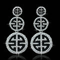 New Silver Plated Exaggerated Circle Zinc Alloy Rhinestone Big Bridal Earrings for Women Jewelry