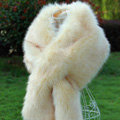 Newest Unique Style Faux Mink Fur Scarf Winter Warm Mink Fur Collar Women Fur Shawls Wrap - Beige