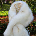 Newest Unique Style Faux Mink Fur Scarf Winter Warm Mink Fur Collar Women Fur Shawls Wrap - White Coffee