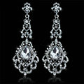 Original Design Chandelier Austrian Crystal Bridal Earrings White K Plated Long Earrings for Women