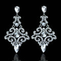 Pretty Geometic Czech Rhinestone Crystal White Gold Plated Earrings for Women Wedding Jewelry Bridal Earrings