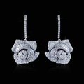 Super Exquisite Rose Bridal Brinco Jewelry Gold Plated Wedding Top Cubic Zirconia Drop Earrings for Women