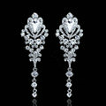 Top Quality Luxurious Trendy Waterdrop Crystal Bridal Earrings White K Plated Long Earrings for Women