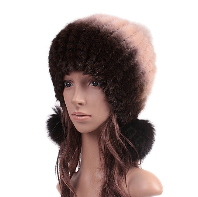 Buy Wholesale Unique Real Mink Fur Hat With Fox Fur Balls Women Winter ...