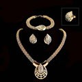 Wedding Bridal Party Jewelry Sets 18K Gold Plated Teardrop Shape Statement Necklace Earrings Bracelet Ring 4pcs/set
