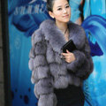 Women Luxury Genuine Fox Fur Coats Fashion Short Jacket Winter Real Fur Outerwear - Nature Sliver