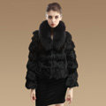 Women Luxury Genuine Fox Fur Coats Fashion Short Jacket Winter Real Nature Fur Outerwear - Black