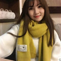 Cute Unisex Scarf Shawl Winter Warm Wool Solid Wraps 180*60CM - Yellow