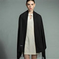 Fashion Tassels Women Scarf Shawl Winter Warm Cashmere Solid Panties 200*60CM - Black