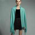 Fashion Tassels Women Scarf Shawl Winter Warm Cashmere Solid Panties 200*60CM - Dark Green