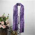 Fringed Leopard Print Scarf Shawls Women Winter Warm Cashmere Panties 180*70CM - Purple