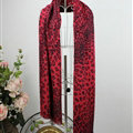 Fringed Leopard Print Scarf Shawls Women Winter Warm Cashmere Panties 180*70CM - Red