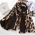 Leopard Print Scarf Shawls Women Winter Warm Cotton Panties 180*95CM - Brown