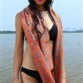Print Scarf Shawls Women Pashmina Winter Warm Cotton Panties 170*70CM - Orange
