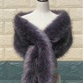 Quality Bridal Fur Scarf Shawls Women Winter Warm Solid Panties 165*30CM - Dark Grey