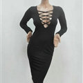 Autumn Dresses Long Sleeved Sexy Female Band Nightclub A-Line Cotton - Black