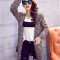 Female Sweater Overcoat Hand Knitted Long Hooded Thread Sanding Warm Thick - Khaki