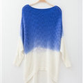 Gradient Sweater Women Cotton Hitz Dovetail Loose Thin Knit Shirt - Blue