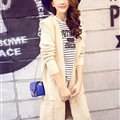 Sweater Fashion Female Solid Hooded Cardigan Thick Warm Flat Knitted - Beige