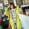 Sweater Female Loose Hooded Knit Thickened False Two Long Cardigan Coat - Yellow