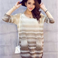 Winter Street Style Sweater Female Thick Warm Striped O-Neck Color - Coffee