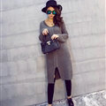 Winter Sweater Fashionable Female Long Thread Split Solid Full Sleeve - Dark Grey