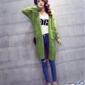 Winter Women Loose Sweater V-Neck Hand Knitted Cardigan Long Sleeved - Green