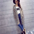 Winter Women Loose Sweater V-Neck Hand Knitted Cardigan Long Sleeved - Grey