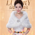 Bridal Lace Floral Rabbit Wool Scarf Shawls Women Winter Warm Solid 130*30CM - White
