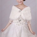 Cute Bridal Fringed Rabbit Wool Scarf Shawls Women Winter Warm Solid Panties 110*50CM - White
