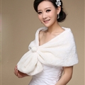 Cute Bridal Pearl Cashmere Scarf Shawls Women Winter Warm Solid Panties 100*30CM - White