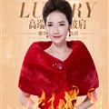 Cute Bridal Rabbit Wool Scarf Shawls Women Winter Warm Solid Panties 130*35CM - Red