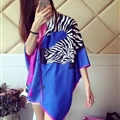 Cute Zebra Print Scarf Shawls Women Winter Warm Silk Panties 180*70CM - Blue