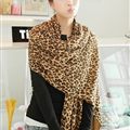Fashion Fringed Leopard Print Scarf Scarves For Women Winter Warm Wool Panties 220*50CM - Brown