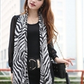 Fashion Zebra Print Scarf Shawls Women Winter Warm Silk Panties 200*135CM - Black