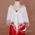 Pretty Bridal Fringed Cashmere Scarf Shawls Women Winter Warm Solid Panties 150*68CM - White