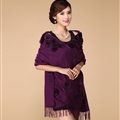 Pretty Bridal Fringed Floral Wool Scarf Shawls Women Winter Warm Solid Panties 200*70CM - Purple