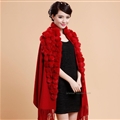 Pretty Bridal Fringed Wool Scarf Shawls Women Winter Warm Solid Panties 200*70CM - Dark Red