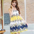 Cute Dresses Summer Girls Affordable Flower Bohemian Coast Chiffon - Yellow