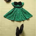 Cute Dresses Winter Ladies Printed Leopard Print Bowknot Short Strapless - Green