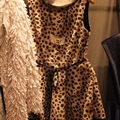 Elegant Dresses Winter Leopard Print Women Long Sleeve Knee Length - Coffee